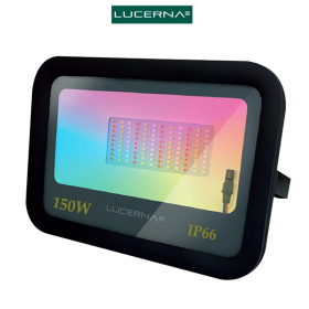 REFLECTOR COLOR RGB EXTERIOR/INTERIOR 150W IP65 4 MODOS CONTROL REMOTO LUCERNA 
