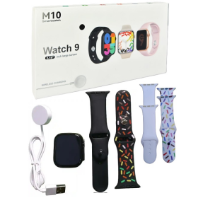 RELOJ INTELIGENTE SMARTWATCH M10 WATCH 9 NEGRO/BLANCO DOS CORREAS