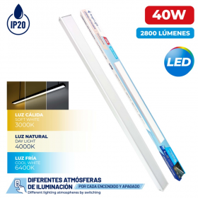 LAMPARA COLGANTE LED LINEAL DECORATIVA 3 TONOS 40W 118x7CM BLANCA ALB-MCCT-40W