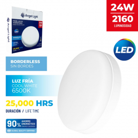 LAMPARA LED ANGEL LIGHT 24W REDONDA SIN BORDE SUPERFICIAL 6500K AL-PB008R-24W