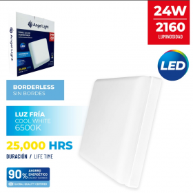 LAMPARA LED ANGEL LIGHT 24W CUADRADA SIN BORDE SUPERFICIAL 6500K AL-PB008S-24W