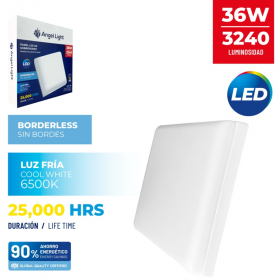 LAMPARA LED ANGEL LIGHT 36W CUADRADA SIN BORDE SUPERFICIAL 6500K AL-PB008S-36W