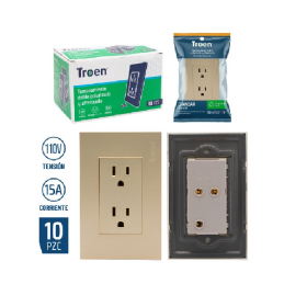 TOMACORRIENTE DOBLE POLARIZADO/ATTERIZADO DORADO A136-ETG-6C TROEN 