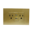 TOMACORRIENTE DOBLE + 2 PUERTOS TIPO C DORADO A136-ETG-6C2TC TROEN 