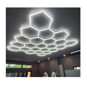 LAMPARA LED DE TECHO DE 11 HEXAGONOS HAMMER 6000K 48 LUMINARIAS 44CM CON CONECTORES