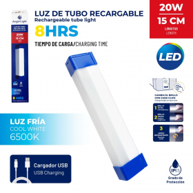 LAMPARA DE EMERGENCIA RECARGABLE USB TIPO TUBO IMANTADA DE 20W 15CM