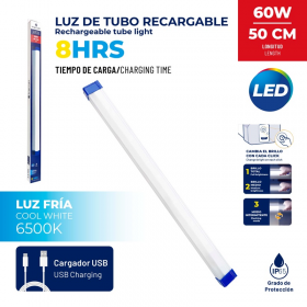 LAMPARA DE EMERGENCIA RECARGABLE USB TIPO TUBO IMANTADA DE 60W 50CM