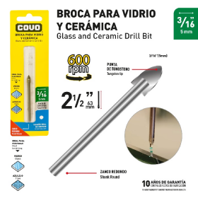 BROCA PARA PERFORAR VIDRIO Y CERAMICA 3/16x2 PULG COVO