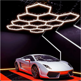 LAMPARA LED DE TECHO DE 11 HEXAGONOS HAMMER 3200K 48 LUMINARIAS 44CM CON CONECTORES