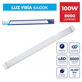LAMPARA LED ANTIPOLVO LINEAL LISA SOBREPONER 120CM 100W