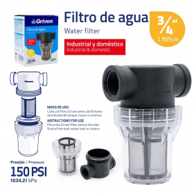 FILTRO DE AGUA INDUSTRIAL Y DOMESTICO DE 3/4 PULG MARCA GRIVEN 