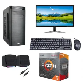 KIT SPIDERTEC CLON NUEVO CPU AMD RYZEN 3 3200G 8GB/256GB +MONITOR 18.5+TECLADO/MOUSE+CORNETAS