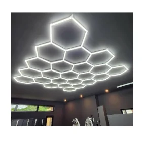 LAMPARA LED DE TECHO DE 11 HEXAGONOS HAMMER 6500K 48 LUMINARIAS 117CM CON CONECTORES