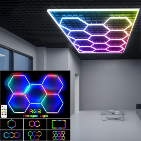 LAMPARA LED DE TECHO DE 14 HEXAGONOS ZAXON RGB 69 LUMINARIAS CON CONECTORES
