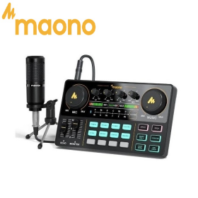 KIT MEZCLADOR DE AUDIO+MICROFONO MAONO STREAMING-PODCAST RGB CASTER LITE S1 AU-AM200