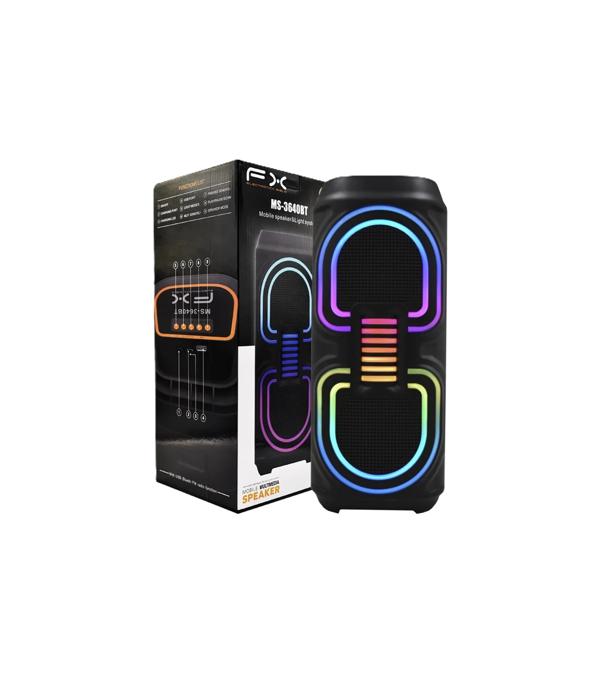 electronica.com.ve CORNETA BLUETOOTH PORTATIL RECARGABLE RGB