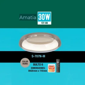 LAMPARA DECORATIVA AMATIA 30W 3 TONOS DIMERIZABLE CONTROL REMOTO LUCERNA 