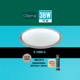 LAMPARA DECORATIVA OLENA 38W 3 TONOS DIMERIZABLE CONTROL REMOTO LUCERNA