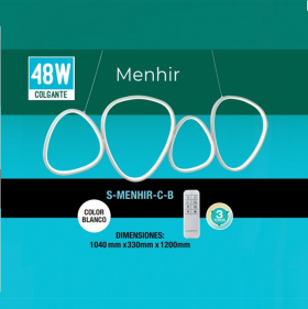 LAMPARA COLGANTE DECORATIVA MENHIR 48W 3 TONOS DIMERIZABLE CONTROL REMOTO LUCERNA 