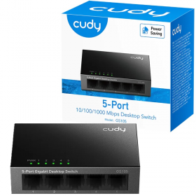 SWITCH 5 PUERTOS GIGABIT 10/100/1000 METAL DESKTOP V4.0 CUDY GS105_US