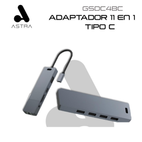 CABLE ADAPTADOR ASTRA 11 EN 1 USB TIPO C A MULTIPUERTOS HUB GSDC4BC