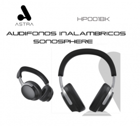 AUDIFONO INALAMBRICO ASTRA SONOSPHERE BLUETOOTH 3.5MM-TIPO C 10M 40 HORAS NEGRO HP001BK