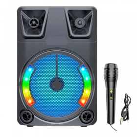 CORNETA BLUETOOTH PORTATIL RECARGABLE CON LUZ LED RGB Y MICROFONO 8W ZQS8145