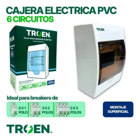 CAJA PLASTICA TROEN PARA BREAKER TERMOMAGNETICO 1-6 CIRCUITO SUPERFICIAL