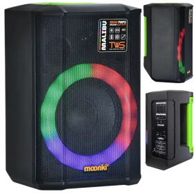 CORNETA BLUETOOTH TWS MOONKI MALIBU PORTATIL RECARGABLE LUZ LED 500W PMPO RMS 18W MS-R105BLT-ORG/GRN
