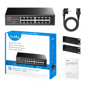 SWITCH 16 PUERTOS GIGABIT 10/100/1000 MBPS LIGHT ADMINISTRABLE CUDY GS1016E-EU V1.0