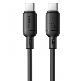 CABLE BASEUS SILKY TIPO C A TIPO C 100W DE CARGA RÁPIDA 1 METRO BLACK