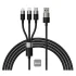 CABLE USB 3 EN 1 BASEUS STAR SPEED USB-C + MICRO + LIGHTNING DATA 1.2 METROS BLACK