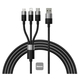 CABLE USB 3 EN 1 BASEUS STAR SPEED USB-C + MICRO + LIGHTNING DATA 1.2 METROS BLACK