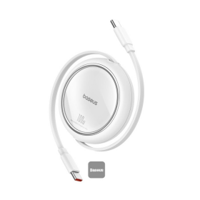 CABLE BASEUS FREE2DRAW MINI TIPO C A TIPO C 100W CARGA RÁPIDA RETRACTIL 1 METRO WHITE