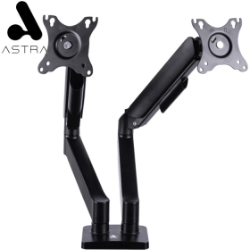 BASE NEGRA P/2 MONITORES ASTRA BRAZOS AJUSTABLES DE ACERO 17-32 PULG 9KG ASTDA97C024