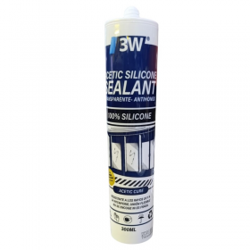 TUBO SELLADOR SILICON ACETIC TRANSPARENTE P/PUERTAS Y VENTANAS RESISTE INTEMPERIE, ANTIHONGOS 300ML