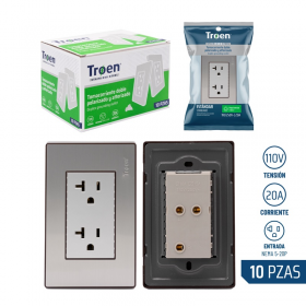 TOMACORRIENTE DOBLE POLARIZADO ACERO TROEN TR-ETSS-6C-20A