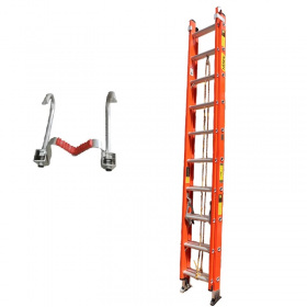 ESCALERA DIELECTRICA EXTENSIBLE FIBRA DE VIDRIO 20 TRAMOS C/GANCHOS APOYA POSTE