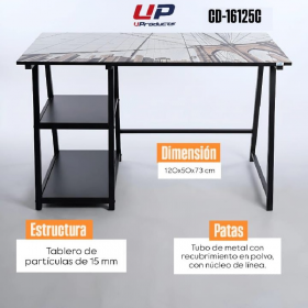 MESA ESCRITORIO DE OFICINA MODERNO U PRODUCTS C/ESTANTE INFERIOR CD-16125C