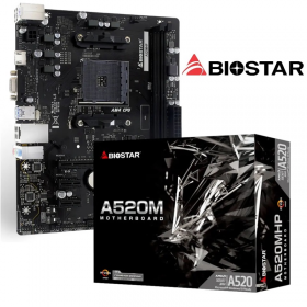 TARJETA MADRE BIOSTAR AMD RYZEN 2XDDR4 HASTA 64GB SOCKET AM4 GBE LAN WIFI DUAL UATX A520MHP20