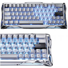 TECLADO GRAVASTAR GAMER MECANICO RGB MERCURY V60 PRO ALEACION SILVER CRYSTAL GS V60 PRO_XTAL_SLV