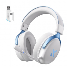 AUDIFONO MCHOSE GAMER V9 PRO INALAMBRICO SKY WHITE CANCELACION DE RUIDO IA HW-V9-3
