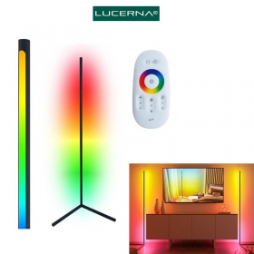 LAMPARA DECORATIVA LINOX 12W DE PISO RGB 3 TONOS 3K/4K/6K NEGRA C/CONTROL LUCERNA