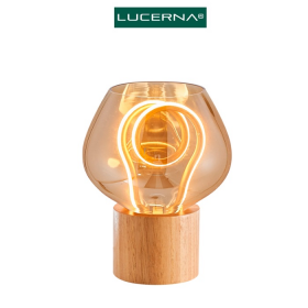 LAMPARA DE MESA DECORATIVA AMBAR 10W 3 TONOS 3K/4K/6K VIDRIO/ORO LUCERNA S-AMBAR-M-VO