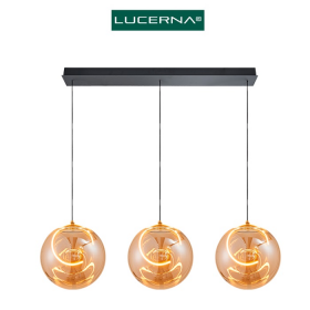 LAMPARA DECORATIVA COLGANTE 2 AMBAR 15W 3 TONOS 3K/4K/6K VIDRIO/ORO LUCERNA S-AMBAR-C2-VO