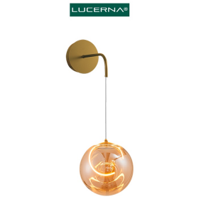 APLIQUE LAMPARA LED DE PARED DECORATIVA LUCERNA VIDRIO/ORO 5W 3 TONOS 3K/4K/6K S-AMBAR-A-VO