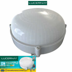 VAPOLETA REDONDA LED SUPERFICIAL 12W 6K EXTERIOR 192X75MM PC ANTI-UV LUCERNA 