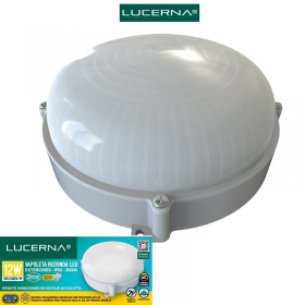 VAPOLETA REDONDA LED SUPERFICIAL 12W 3K EXTERIOR 192X75MM PC ANTI-UV LUCERNA 
