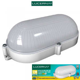 VAPOLETA OVALADA LED SUPERFICIAL 12W 3K EXTERIOR 212X118X66MM PC ANTI-UV LUCERNA