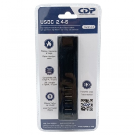 CARGADOR USB 5V 2.4A CON 5 PUERTOS USB A + 1 PUERTO TIPO C CDP 
